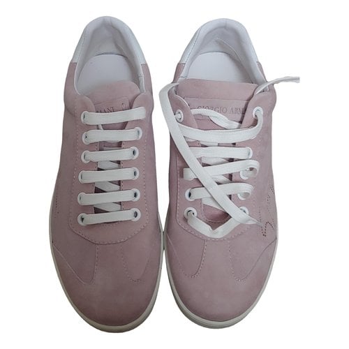 Pre-owned Giorgio Armani Leather Trainers In Pink