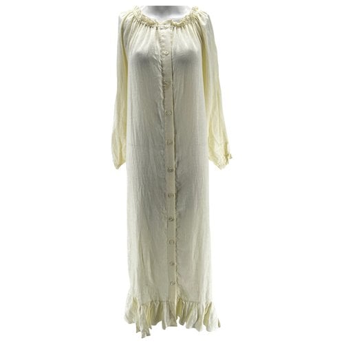 Pre-owned Sleeper Linen Maxi Dress In White