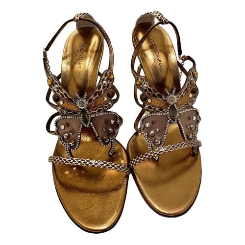 Pre-owned Dolce & Gabbana Python Sandal In Gold