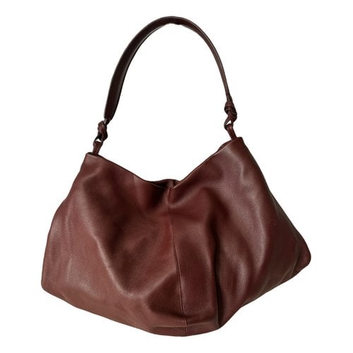 Pre-owned The Row Leather Handbag In Burgundy