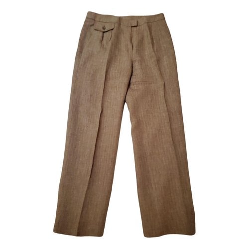 Pre-owned Max Mara Linen Straight Pants In Brown