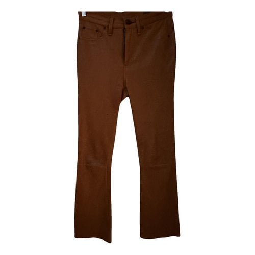 Pre-owned Rag & Bone Leather Slim Pants In Brown
