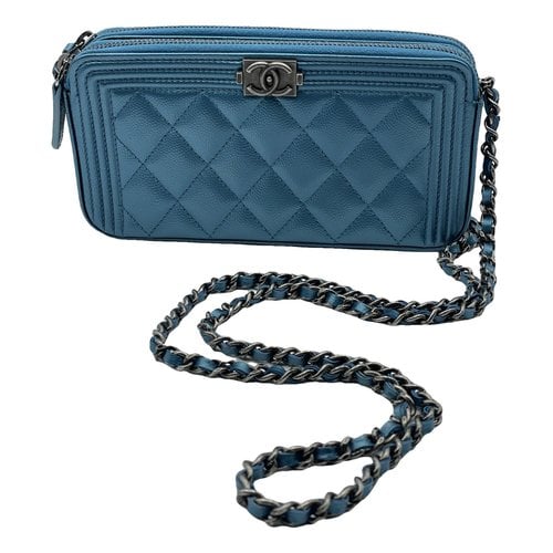 Pre-owned Chanel Wallet On Chain Boy Leather Crossbody Bag In Green