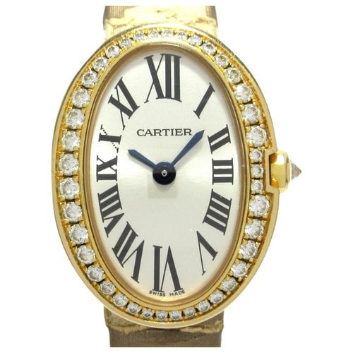 Pre-owned Cartier Baignoire Pink Gold Watch In Brown