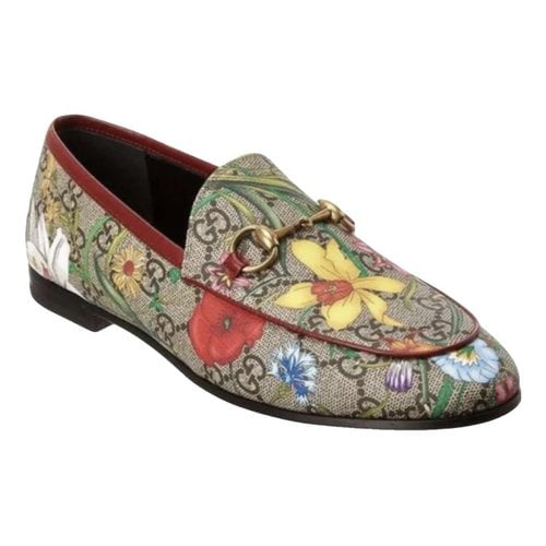 Pre-owned Gucci Jordaan Leather Flats In Multicolour