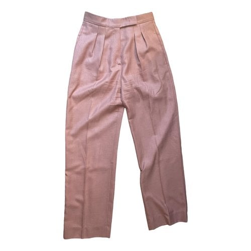 Pre-owned Max Mara Wool Straight Pants In Pink