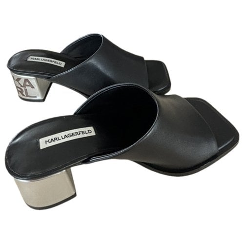 Pre-owned Karl Lagerfeld Leather Mules & Clogs In Black