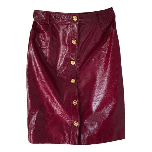 Pre-owned Versace Silk Mid-length Skirt In Burgundy