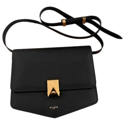 Pre-owned Alaïa Le Papa Leather Crossbody Bag In Black