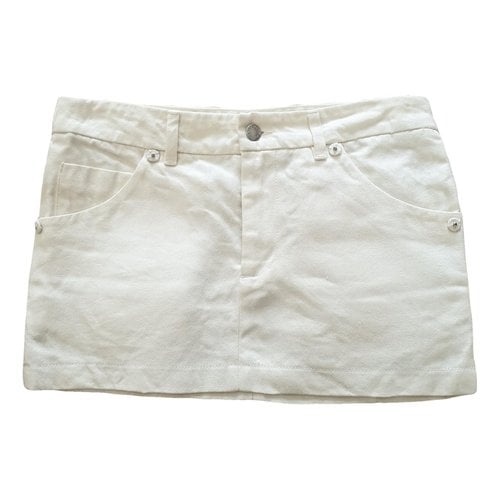 Pre-owned Prada Linen Mini Skirt In White