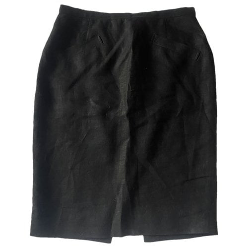 Pre-owned Valentino Linen Mid-length Skirt In Black