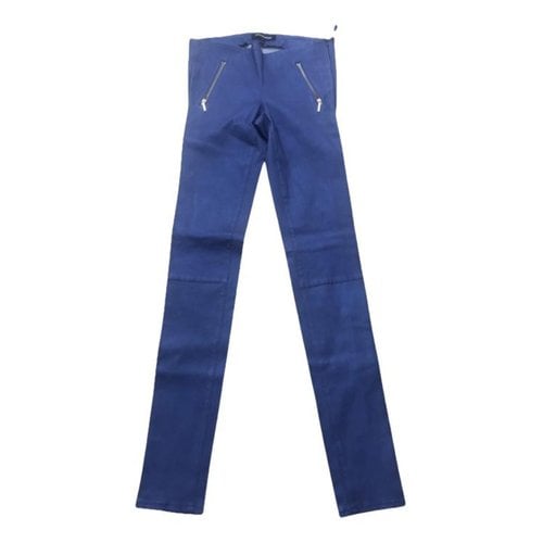 Pre-owned Juicy Couture Leather Trousers In Blue