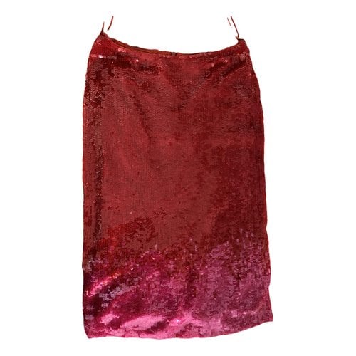 Pre-owned French Connection Glitter Mid-length Skirt In Red