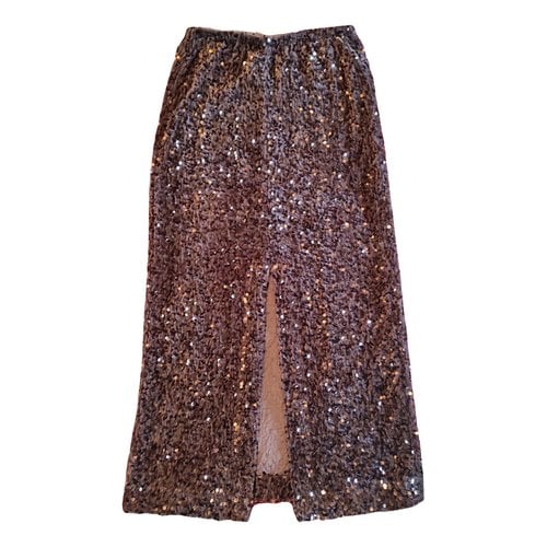 Pre-owned Motel Glitter Maxi Skirt In Brown