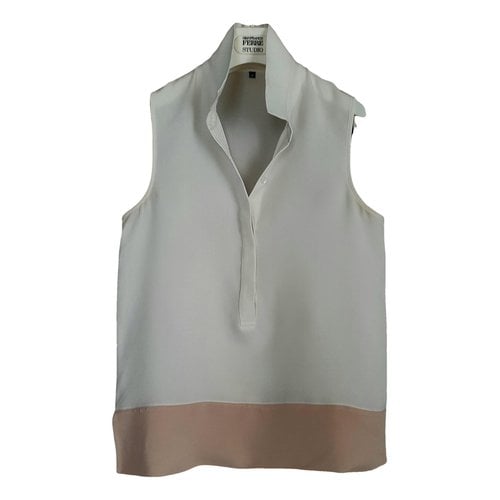 Pre-owned Theory Silk Shirt In Beige