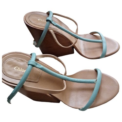 Pre-owned Chloé Leather Mules In Green