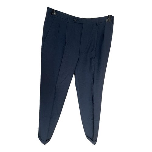 Pre-owned Burberry Wool Trousers In Blue
