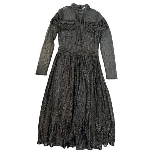 Pre-owned Frock And Frill Lace Mid-length Dress In Black