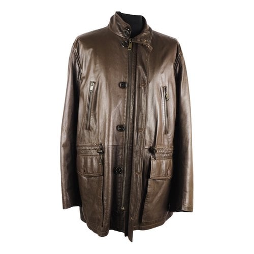 Pre-owned Burberry Leather Jacket In Brown