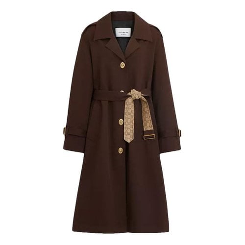 Pre-owned Coach Trench Coat In Burgundy