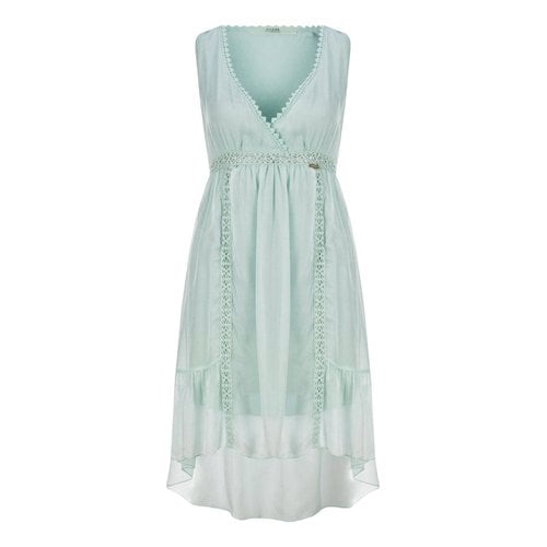 Pre-owned Guess Silk Mid-length Dress In Green