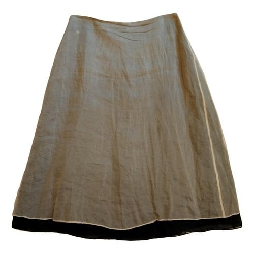 Pre-owned Dkny Silk Mid-length Skirt In Beige