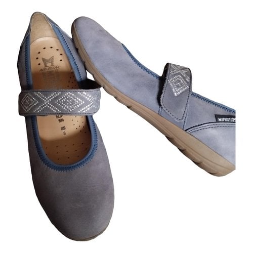 Pre-owned Mephisto Leather Ballet Flats In Blue