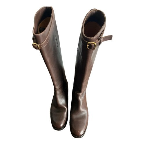Pre-owned Church's Leather Riding Boots In Brown