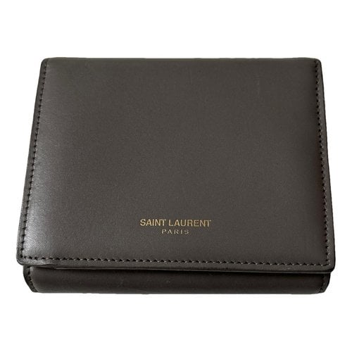 Pre-owned Saint Laurent Leather Wallet In Grey