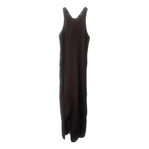 Pre-owned Massimo Dutti Linen Maxi Dress In Brown