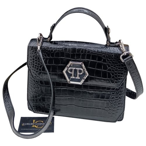Pre-owned Philipp Plein Pony-style Calfskin Tote In Black