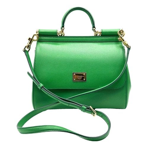 Pre-owned Dolce & Gabbana Sicily Leather Crossbody Bag In Green