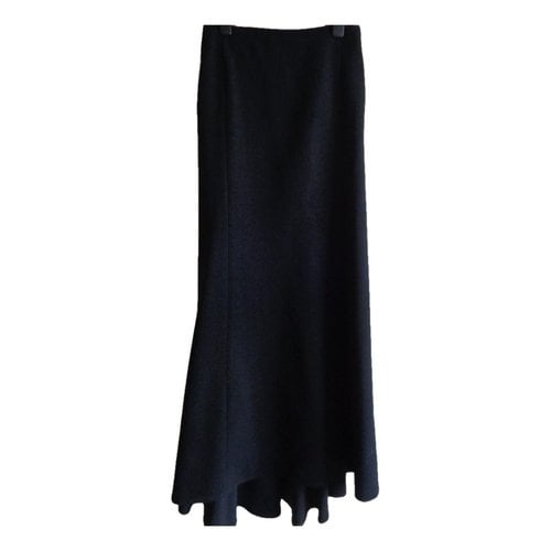 Pre-owned Ralph Lauren Wool Maxi Skirt In Black