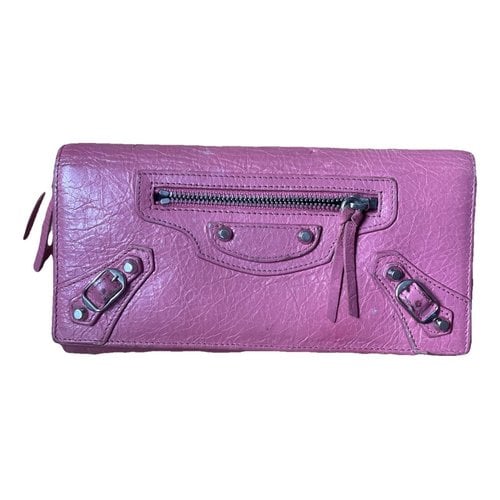 Pre-owned Balenciaga Leather Wallet In Pink
