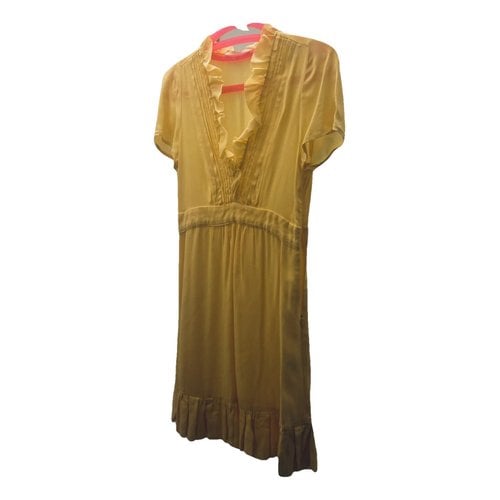 Pre-owned Maje Silk Mini Dress In Yellow