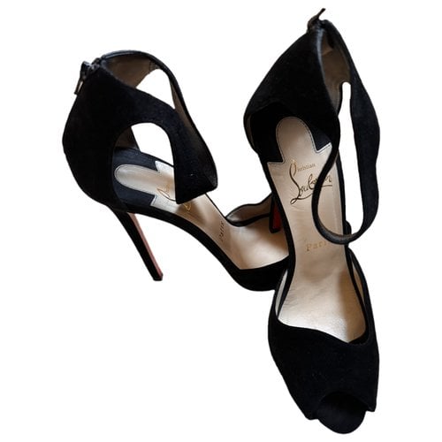 Pre-owned Christian Louboutin Lady Peep Heels In Black