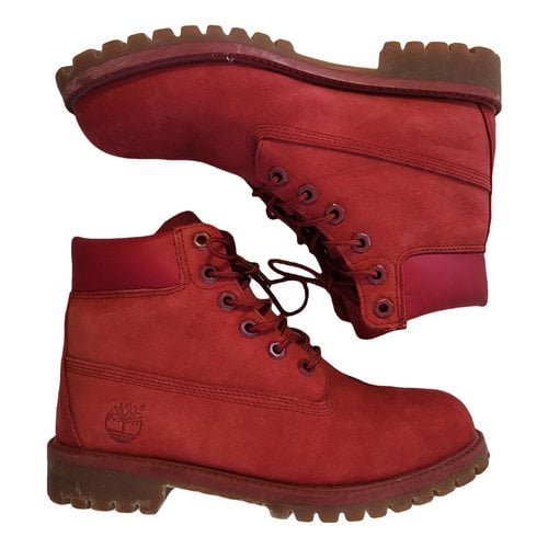 Pre-owned Timberland Leather Snow Boots In Red