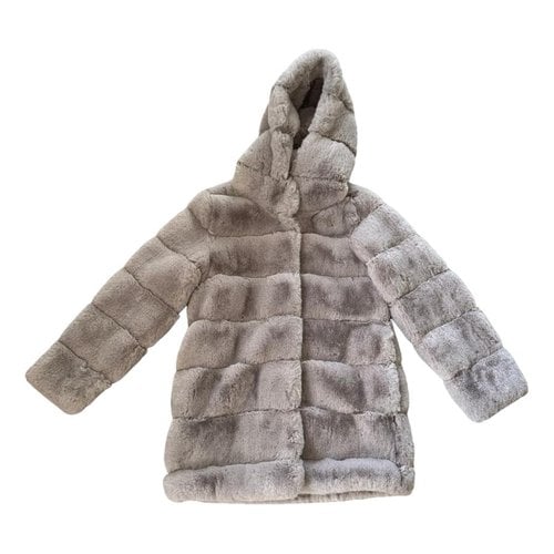 Pre-owned Bcbg Max Azria Faux Fur Coat In Grey