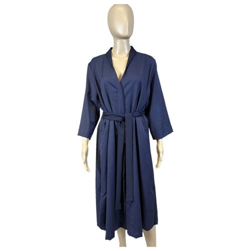 Pre-owned Marina Rinaldi Wool Mid-length Dress In Blue