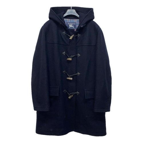 Pre-owned Burberry Wool Trenchcoat In Navy