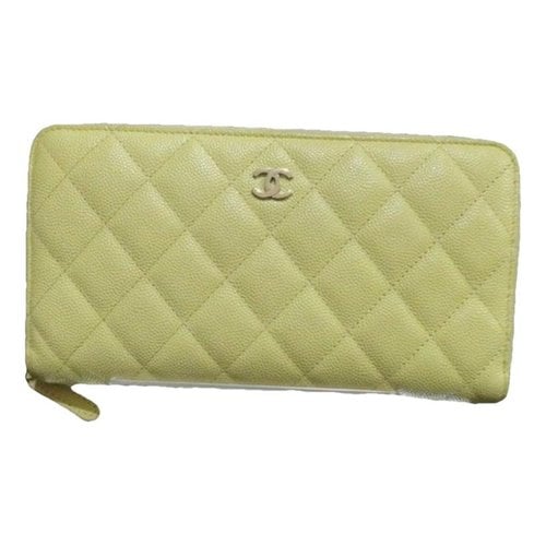 Pre-owned Chanel Cambon Exotic Leathers Wallet In Yellow