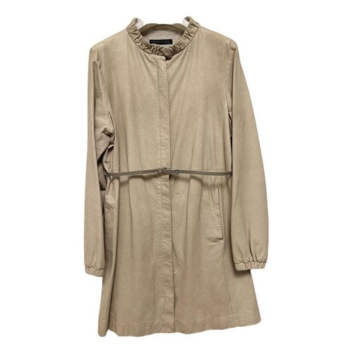 Pre-owned Fabiana Filippi Leather Trench Coat In Beige