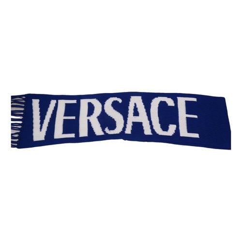 Pre-owned Versace Wool Scarf In Blue