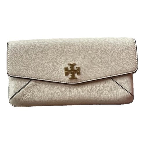 Pre-owned Tory Burch Leather Clutch Bag In Beige