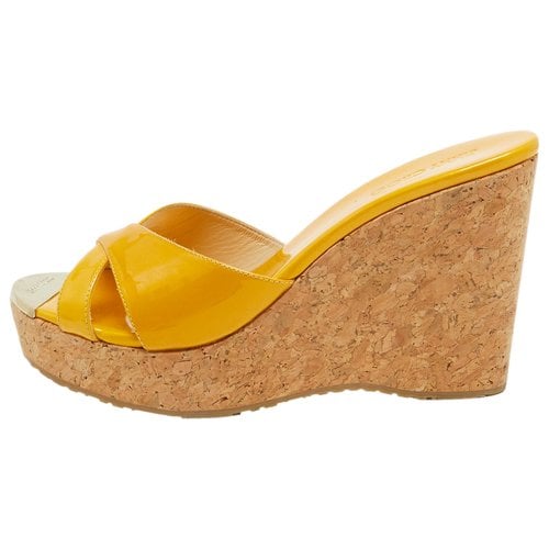 Pre-owned Jimmy Choo Patent Leather Sandal In Yellow