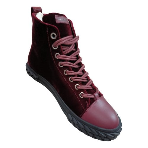 Pre-owned Giuseppe Zanotti Leather High Trainers In Burgundy