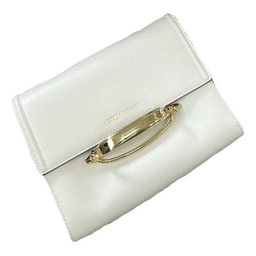 Pre-owned Alexander Mcqueen Leather Clutch Bag In White