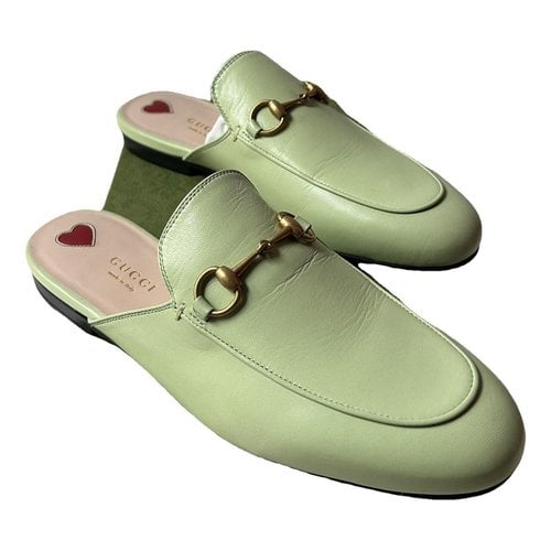 Pre-owned Gucci Princetown Leather Flats In Green