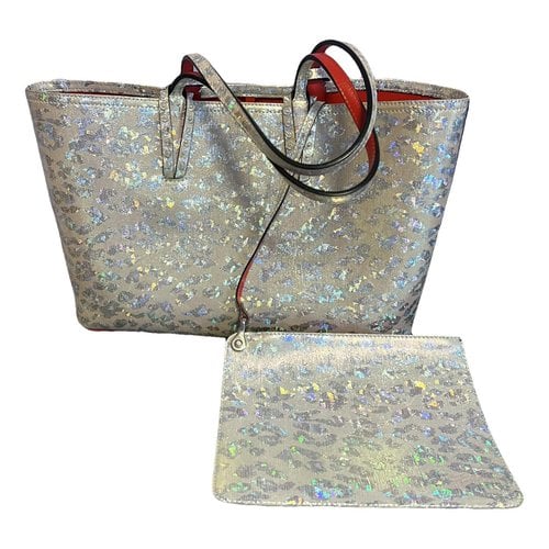 Pre-owned Christian Louboutin Cabata Glitter Tote In Silver