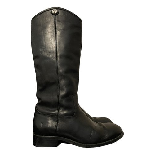 Pre-owned Frye Leather Riding Boots In Black